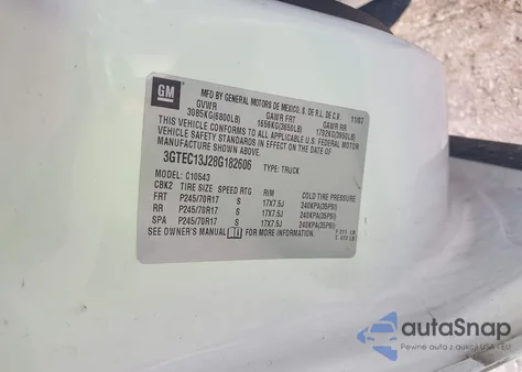 2008 GMC Sierra 1500 Sle1 z USA, uszkodzony, nr VIN 3GTEC13J28G182606